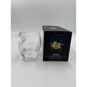 Godinger Auturo Cigar Whiskey Rest Tumbler Glass Set Of 2 12oz NEW Old Fashioned